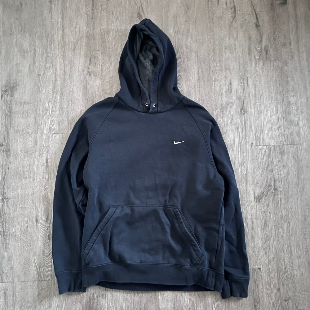 Nike Athletic Dept Mens Black Fleece Pullover Hoodie Swoosh 372139-010 Size M